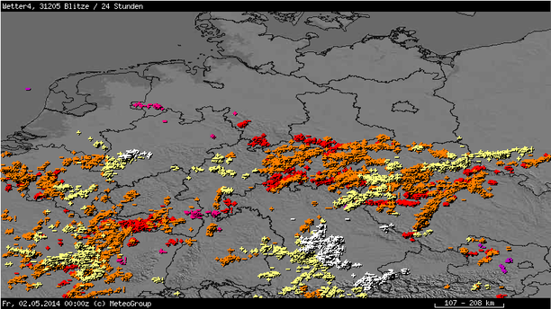 mehr als 30.000 Blitze am 01.05.2014