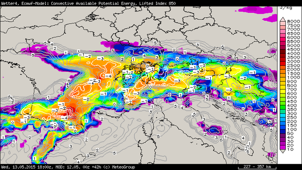 CAPE Alpen, 13.05.15 18 UTC