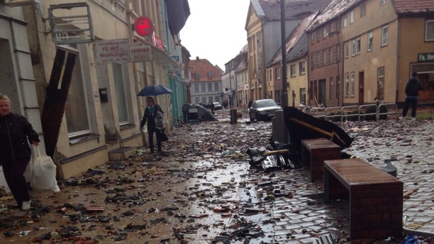 Tornado-Schäden Bützow Innenstadt