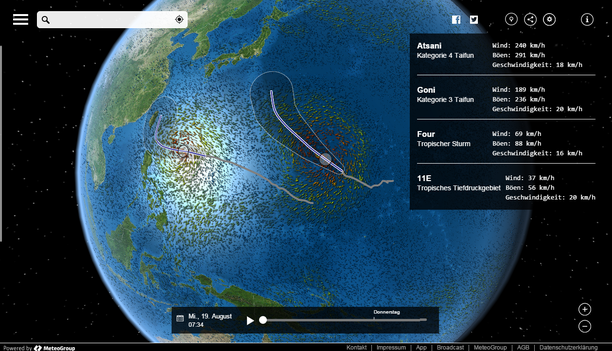 Taifune ATSANI und GONI bei MeteoEarth.com