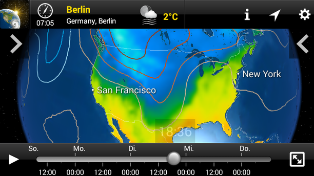 Temperatur + Luftdruck USA, MeteoEarth App