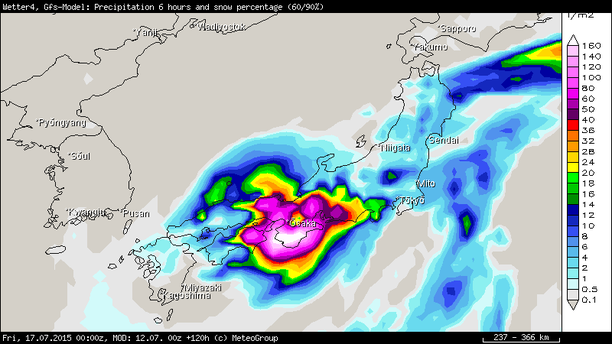 Regensumme Taifun NANGKA Japan 17.07.15
