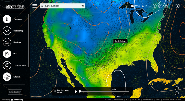 MeteoEarth.com USA aktuell - Temperatur, Luftdruck, Windstream