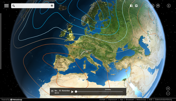 Luftdruck Europa mit MeteoEarth.com