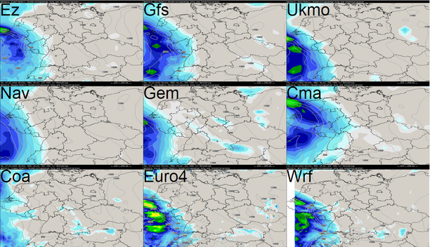 Modellvergleich Niederschlagssumme 6-std. bis 27.12.14 6 UTC