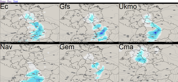 Modellvergleich Niederschlag, 6-stündig bis 23.04.15, 06 UTC