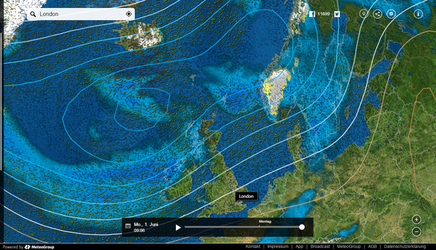 MeteoEarth Bodendruck Windstream Nordeuropa