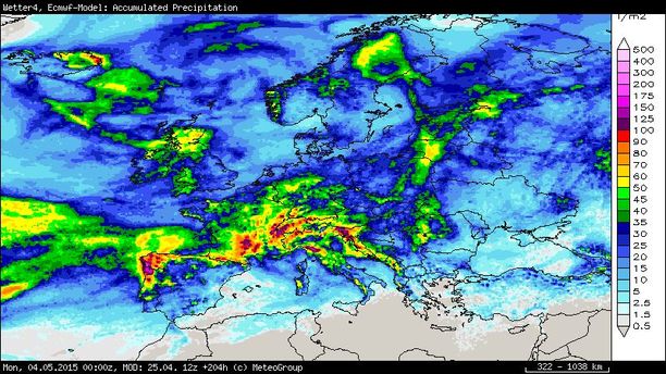 Niederschlagssumme Europa
