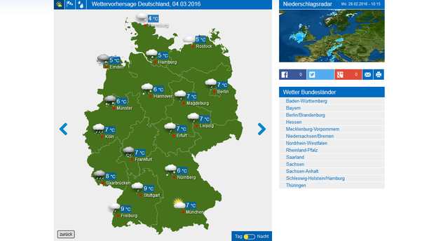 Wetterkarte Deutschland Freitag 04.03.16