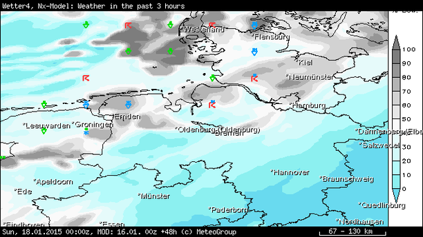 Wetter UKMO NX 18.01.15 00 UTC