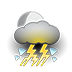 wolkig, starkes Graupelgewitter symbol