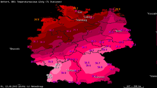 Höchstwerte 13.08.2003