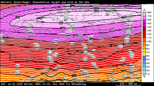 300 hPa Wind Samstag 18 UTC