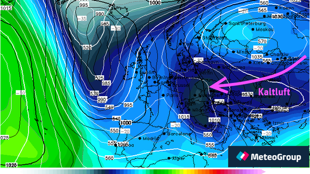 GFS 18z Lauf mit Kälteperiode Ende November 2014 (Temperatur 500 hPa)