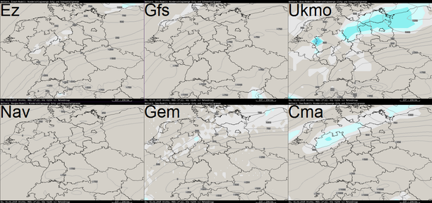 Modellvergleich 6-std. Niederschlag bis 01.01.15 00 UTC