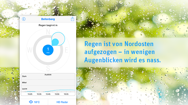 Regen kommt von Nordosten