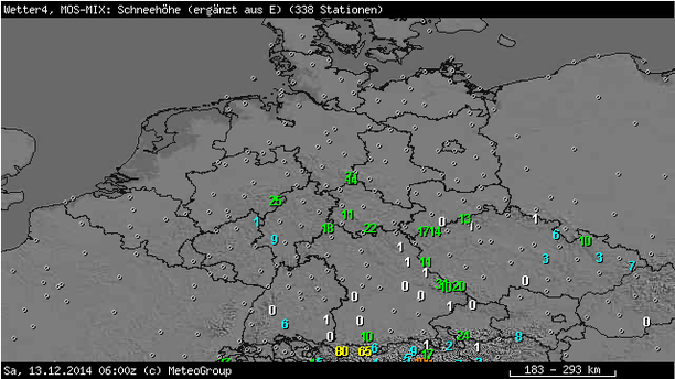 Schneehöhe Deutschland Vorhersage 13.12.14