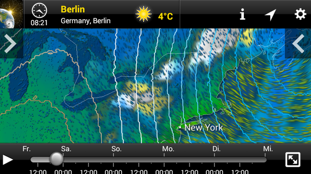 Temperatur, Luftdruck, Niederschlag mit MeteoEarth App