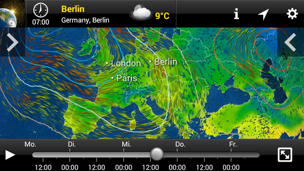 MeteoEarth App: Wetterlage Mittwoch