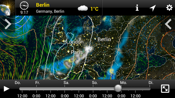 Wetter Sonntag 18.01.15, MeteoEarth App 