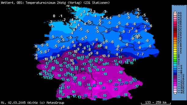 Tiefsttemperaturen 01.03.2005