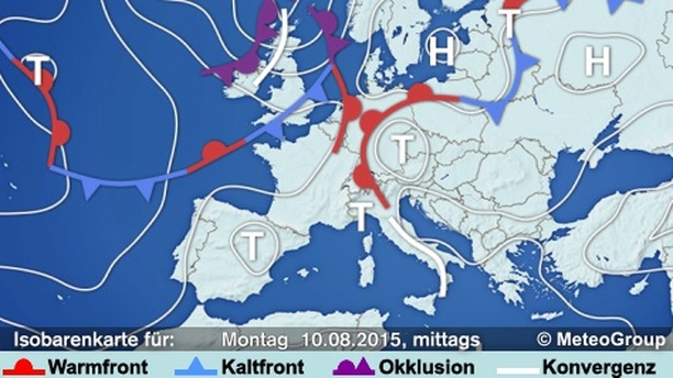 Wetterlage am Montagmittag