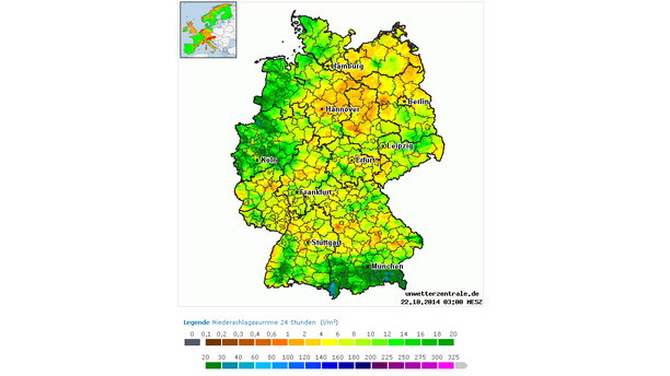 Niederschlagssumme UWZ 24h