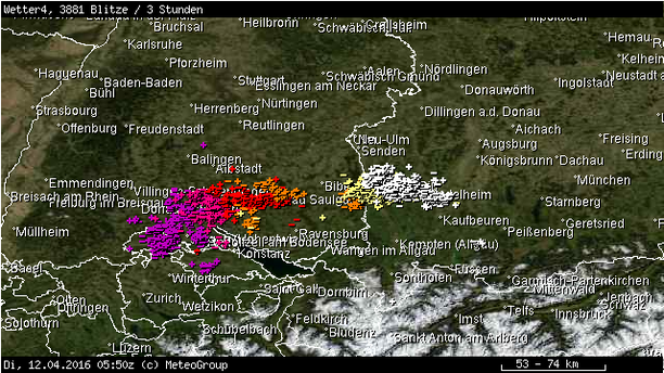 Blitze Baden-Württemberg Bayern 12.04.16