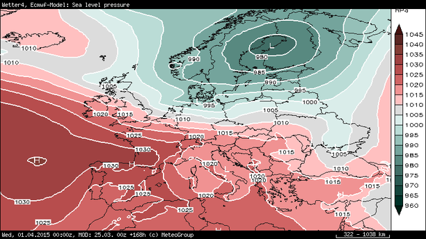 Prognose Luftdruck 01.04.15 00 UTC