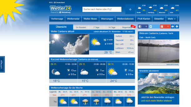Wettervorhersage Canberra, Australien
