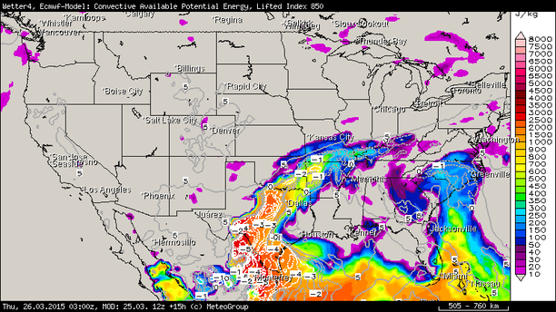 Äquipotentielle Temperatur 850 hPa USA 26.03.15 03 UTC