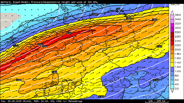 Jetstreak, Wind 300 hPa, 15.09.15, 06 UTC
