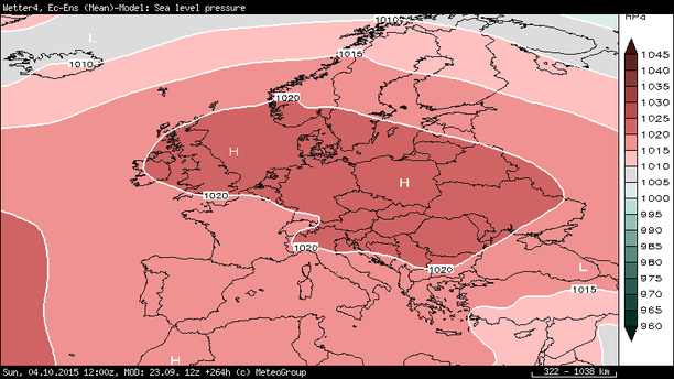 ECMWF-Ensemblemittel Bodendruck 04.10.15 12 UTC