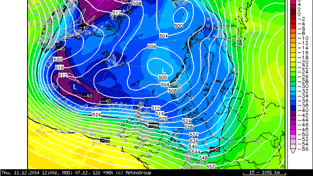 Temperatur 500 hPa Donnerstag