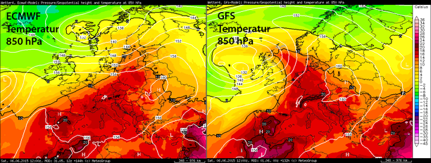 Modellvergleich Temperatur 850 hPa