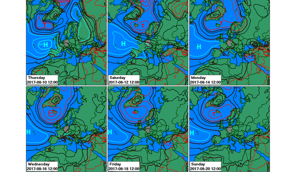 Ensemblemittel Luftdruck ECMWF Mitteleuropa