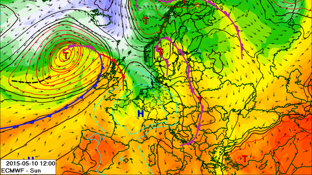 Wetterlage Muttertag 2015 mittags