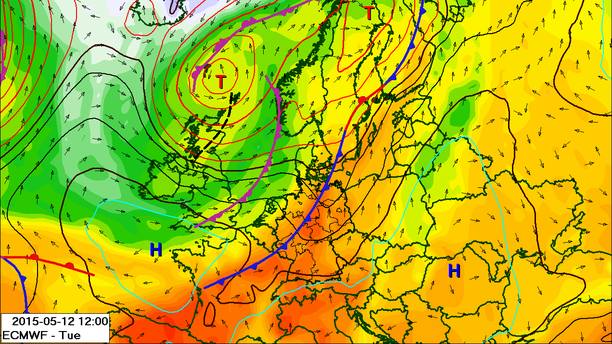 Luftmasse, Fronten, 12.05.15 12 UTC