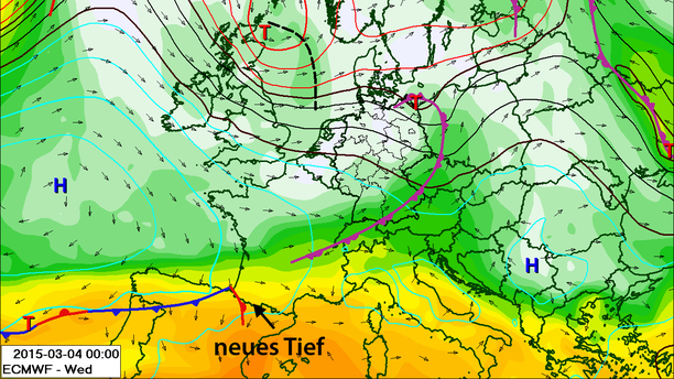 Wetterlage Mittwoch, 04.03.15