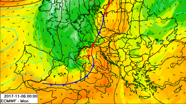 Wetterlage Nacht zum 06.11.17, 1 Uhr MEZ