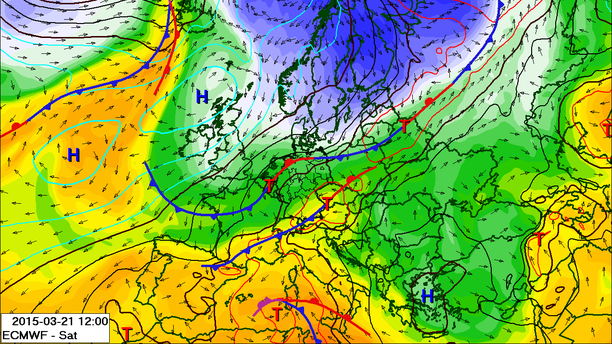 Wetterlage am Samstag, 21.03.15