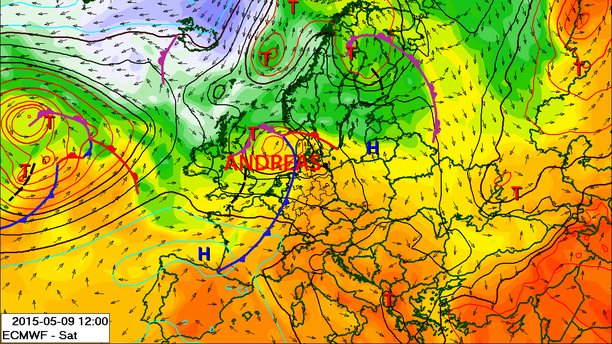 Wetterlage Samstag mit Fronten