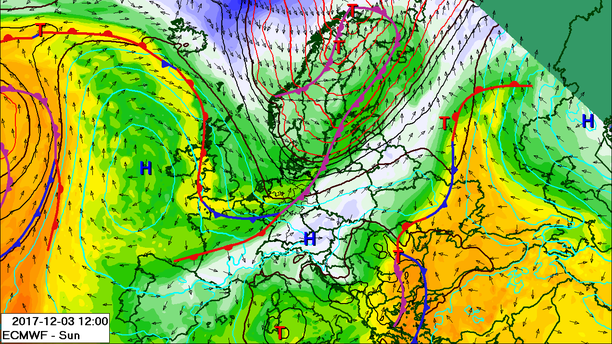 Wetterlage Sonntag, 12 UTC