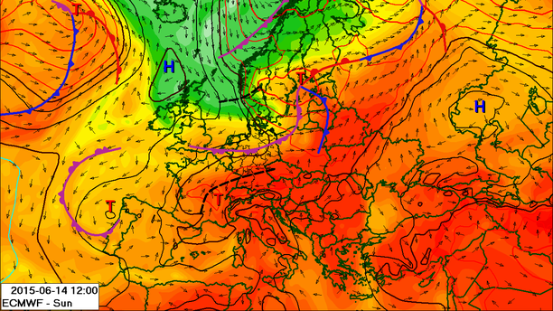 Wetterlage Sonntag, 14.06.15