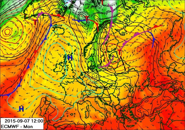 Wetterlage am Montag
