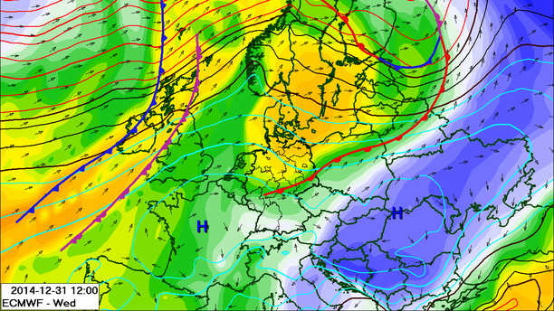 Wetterlage Fronten 31.12.2014