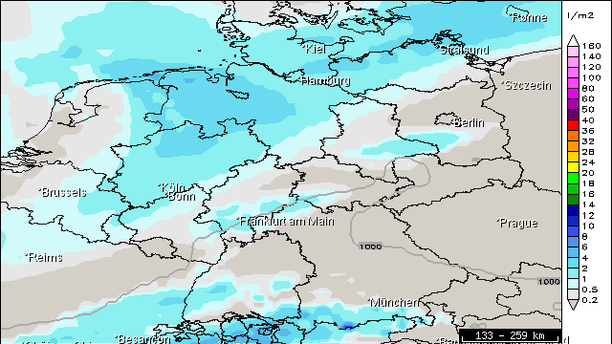 ECMWF Niederschlag 6-std. bis Samstag, 21.03.15 06 UTC