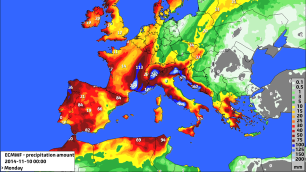ECMWF Niederschlagssumme + 156 h