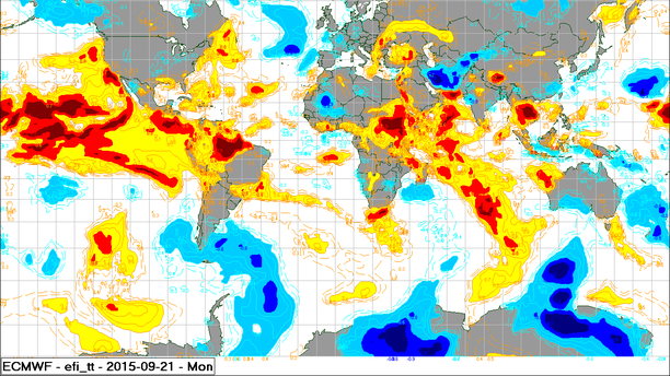 Extremwetterindex ECMWF Temperatur