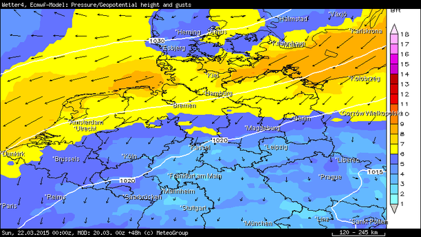 Böen ECMWF Nacht zum Sonntag